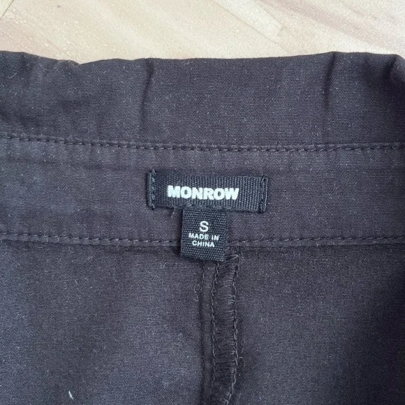 Monrow Asymmetrical Poplin Tie Shirt Dress in Black 100% Cotton, Size Small - Picture 5 of 14